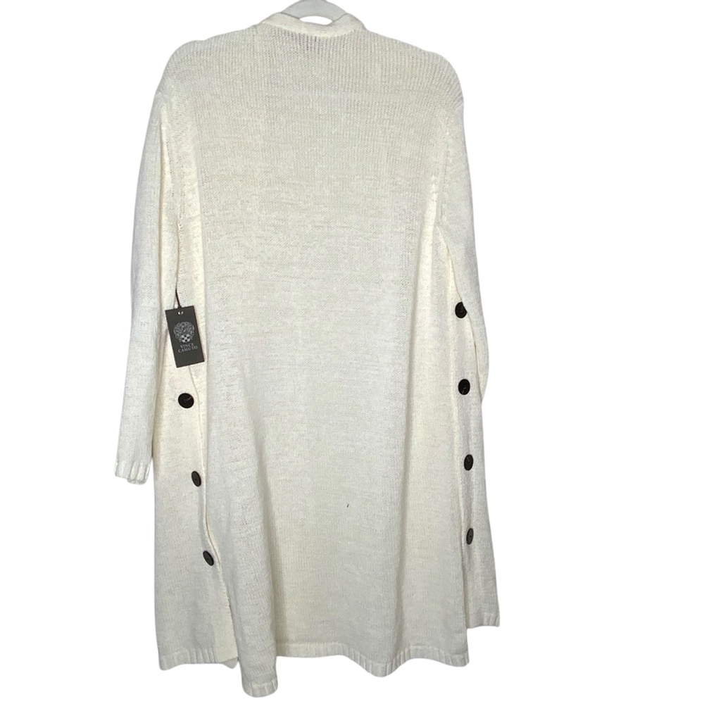 Vince Camuto cream color open front sweater with side buttons. Size M NWT - Picture 4 of 6
